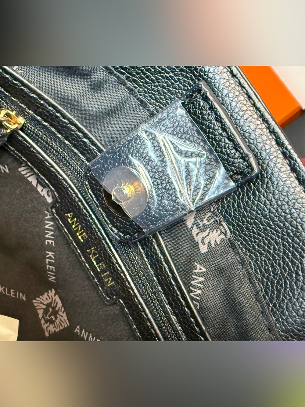 🆕ANNE KLEIN Black Pebbled Leather Shoulder Bag with Scarf Accent - Picture 14 of 16
